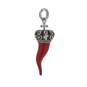Ciondolo Corno/corona Smaltato Rosso