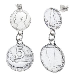 Orecchini 1 centesimo e 5 Lire