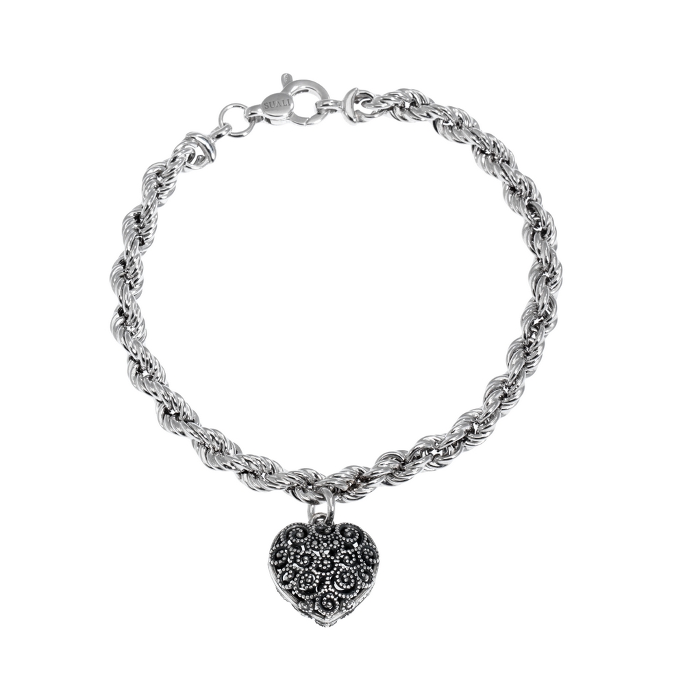 BM2735.jpg Bracciale corda piccola con Cuore Traforato - immagine 1