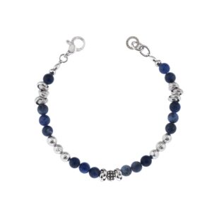 Bracciale pietre dure Sodalite con elementi in fusione