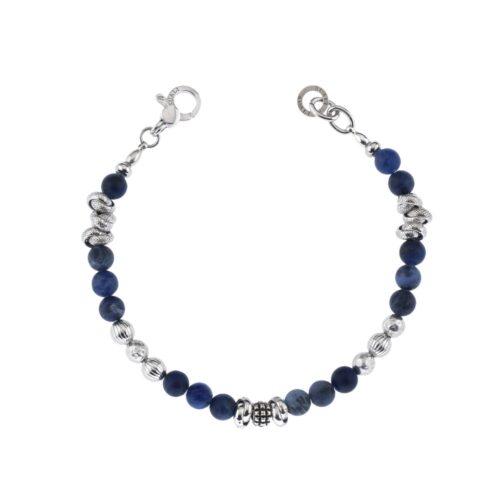 Bracciale pietre dure Sodalite con elementi in fusione
