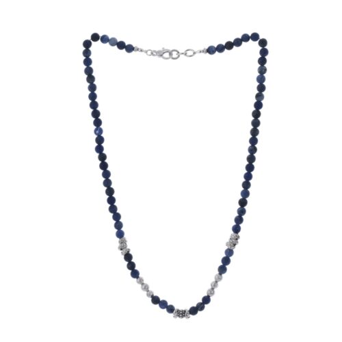 Collana pietre dure Sodalite con elementi in fusione