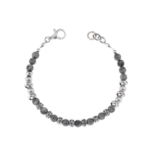 Bracciale pietre dure Diaspro Grigio con elementi in fusione