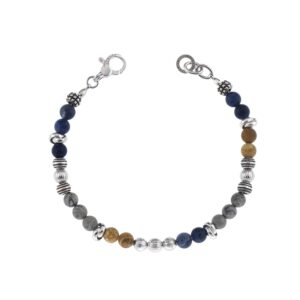 Bracciale pietre dure Diaspro e Sodalite con elementi in fusione