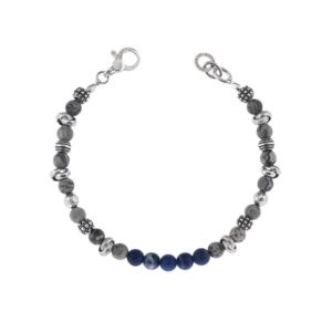 Bracciale pietre dure Diaspro e Sodalite con elementi in fusione