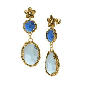 Orecchini dorati "Iolit&egrave;" Crystal Light Blue/Bleu