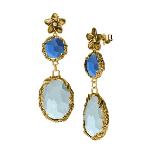 Orecchini dorati "Iolitè" Crystal Light Blue/Bleu