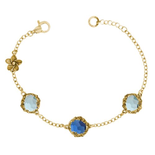 Bracciale dorato "Iolitè" Crystal Light Blue/Blue