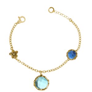Bracciale dorato "Iolit&egrave;" Crystal Light Blue/Blue