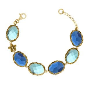 Bracciale dorato "Iolit&egrave;" Crystal Light Blue/Blue