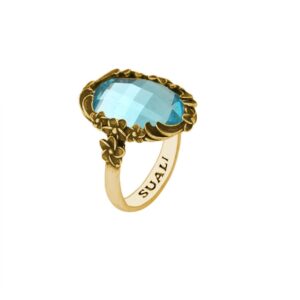 Anello dorato "Iolit&egrave;" Crystal Light Blue