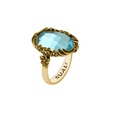 Anello dorato "Iolitè" Crystal Light Blue