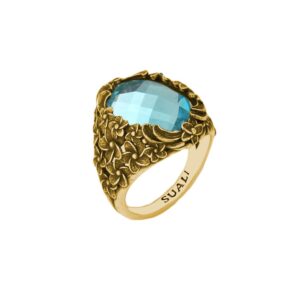 Anello dorato "Iolit&egrave;" Crystal Light Blue