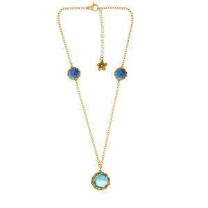 Collana dorata "Iolitè" Crystal Light Blue/Blue