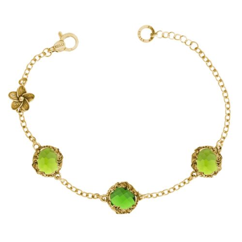 Bracciale dorato "Iolit&egrave;" cm 19 Crystal Light Green