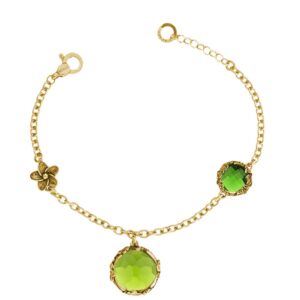 Bracciale dorato "Iolit&egrave;" cm 19 Crystal Light Green