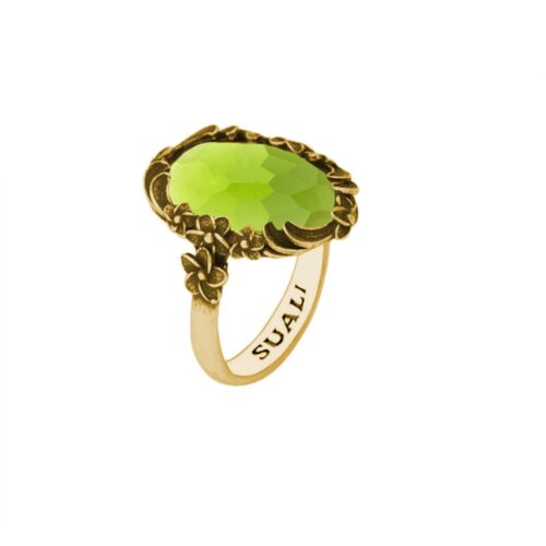 Anello dorato "Iolit&egrave;" Crystal Light Green