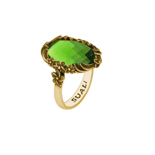 Anello dorato "Iolitè" Crystal Light Green