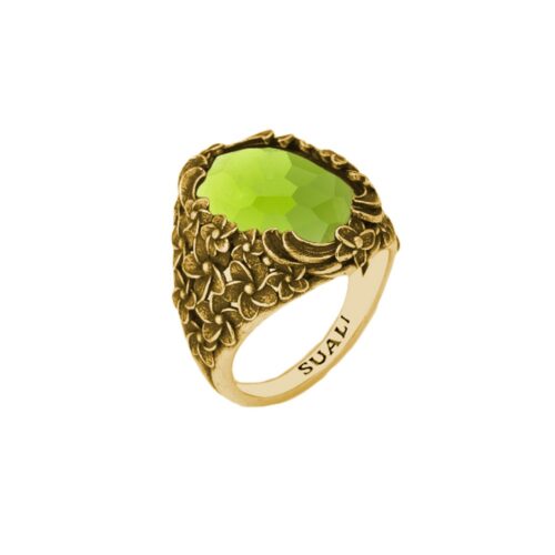 Anello dorato "Iolit&egrave;" Crystal Light Green