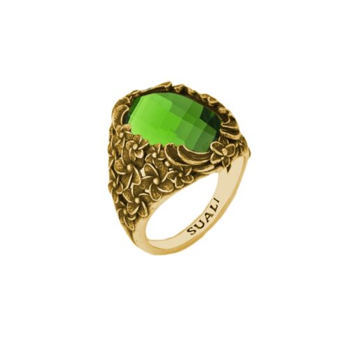 Anello dorato "Iolitè" Crystal Light Green