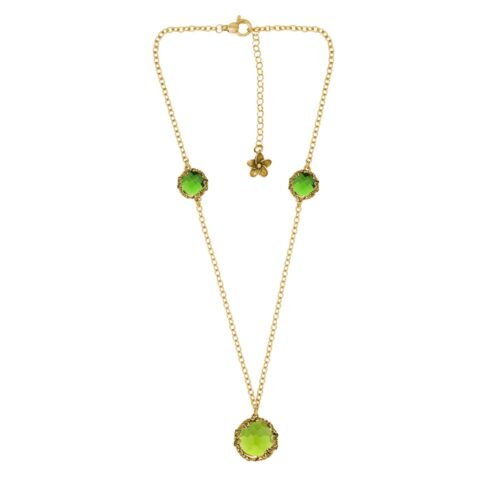 Collana dorata "Iolitè" Crystal Light Green/Green