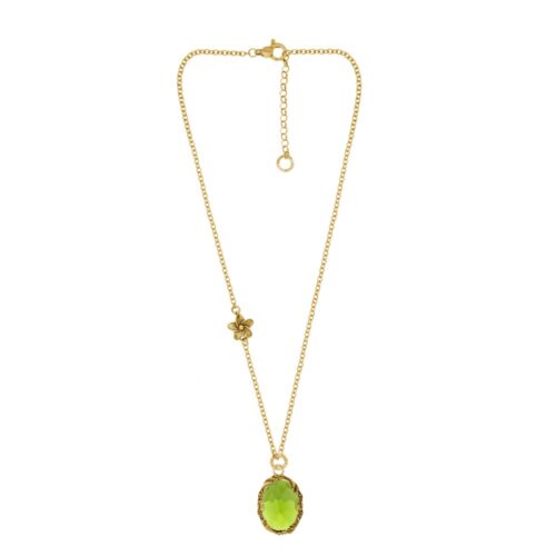 Collana dorata "Iolitè" cm 45 Crystal Light Green