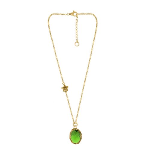 Collana dorata "Iolitè" cm 45 Crystal Light Green