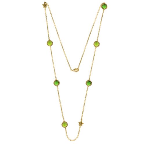 Collana dorata "Iolitè" cm 60 Crystal Light Green/Green