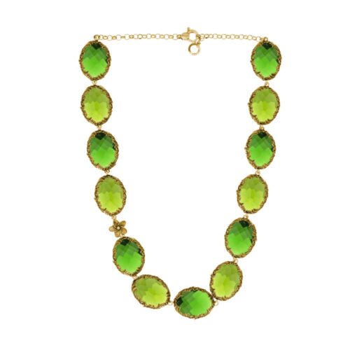 Collana dorata "Iolitè" cm 45 Crystal Light Green/Green