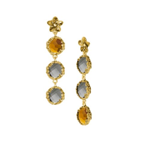 Orecchini dorati "Iolitè" Crystal Champagne/Fumé