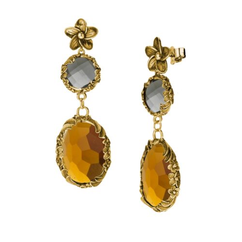 Orecchini dorati "Iolitè" Crystal Champagne/Fumé