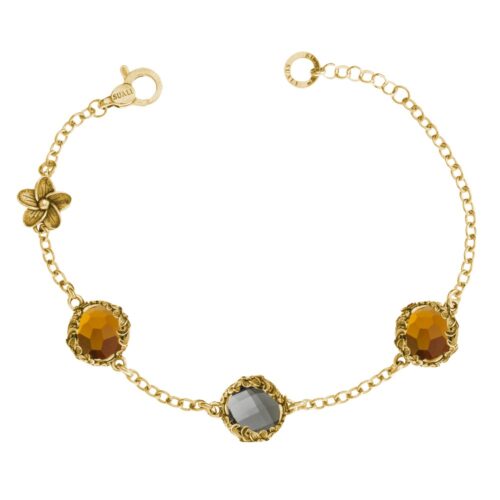 Bracciale dorato "Iolit&egrave;" Crystal Champagne/Fum&eacute;
