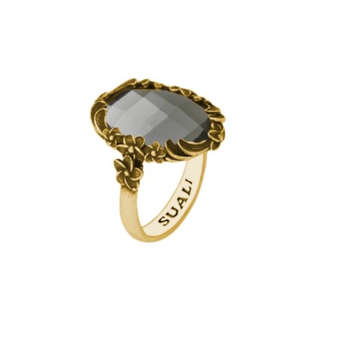 Anello dorato "Iolit&egrave;" Crystal Fum&eacute;
