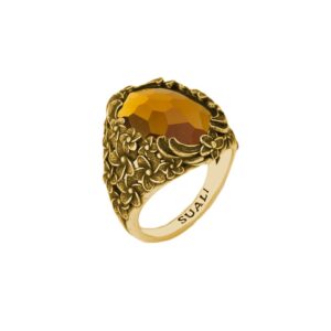 Anello dorato "Iolitè" Crystal Champagne