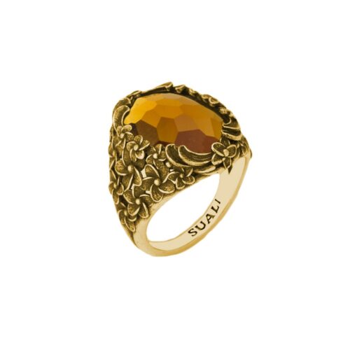Anello dorato "Iolitè" Crystal Champagne