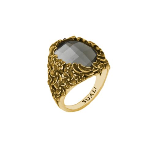 Anello dorato "Iolit&egrave;" Crystal Fum&eacute;