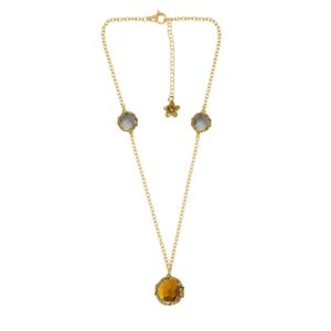 Collana dorata "Iolitè" Crystal Champagne/Fumé