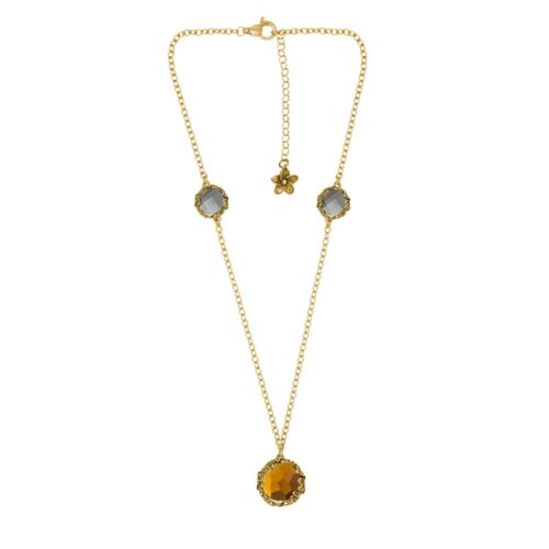 Collana dorata "Iolitè" Crystal Champagne/Fumé