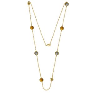Collana dorata "Iolitè" Crystal Champagne/Fumé