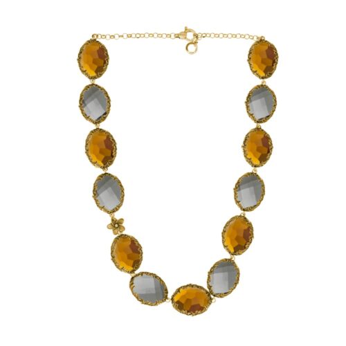 Collana dorata "Iolitè" Crystal Champagne/Fumé